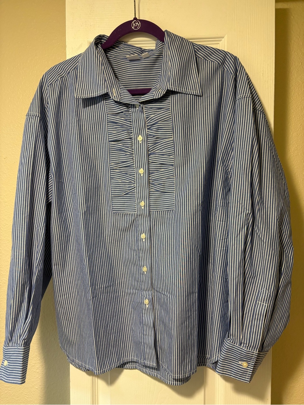 GAP Blue Striped Poplin oversized Button-Down shirt L - Picture 5 of 9